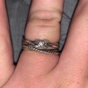 David Yurman X ring with diamonds